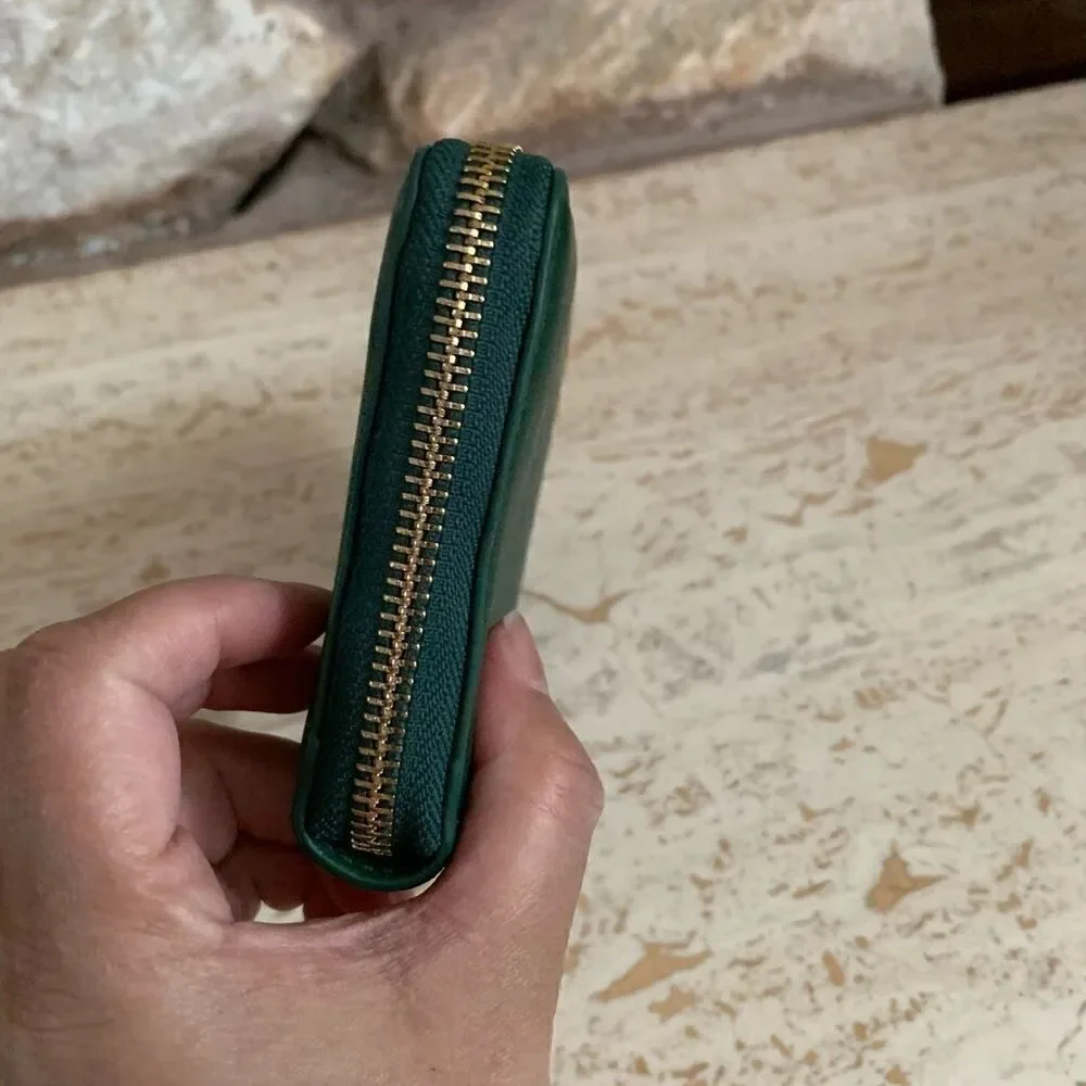 DKNY continental wallet zip around green